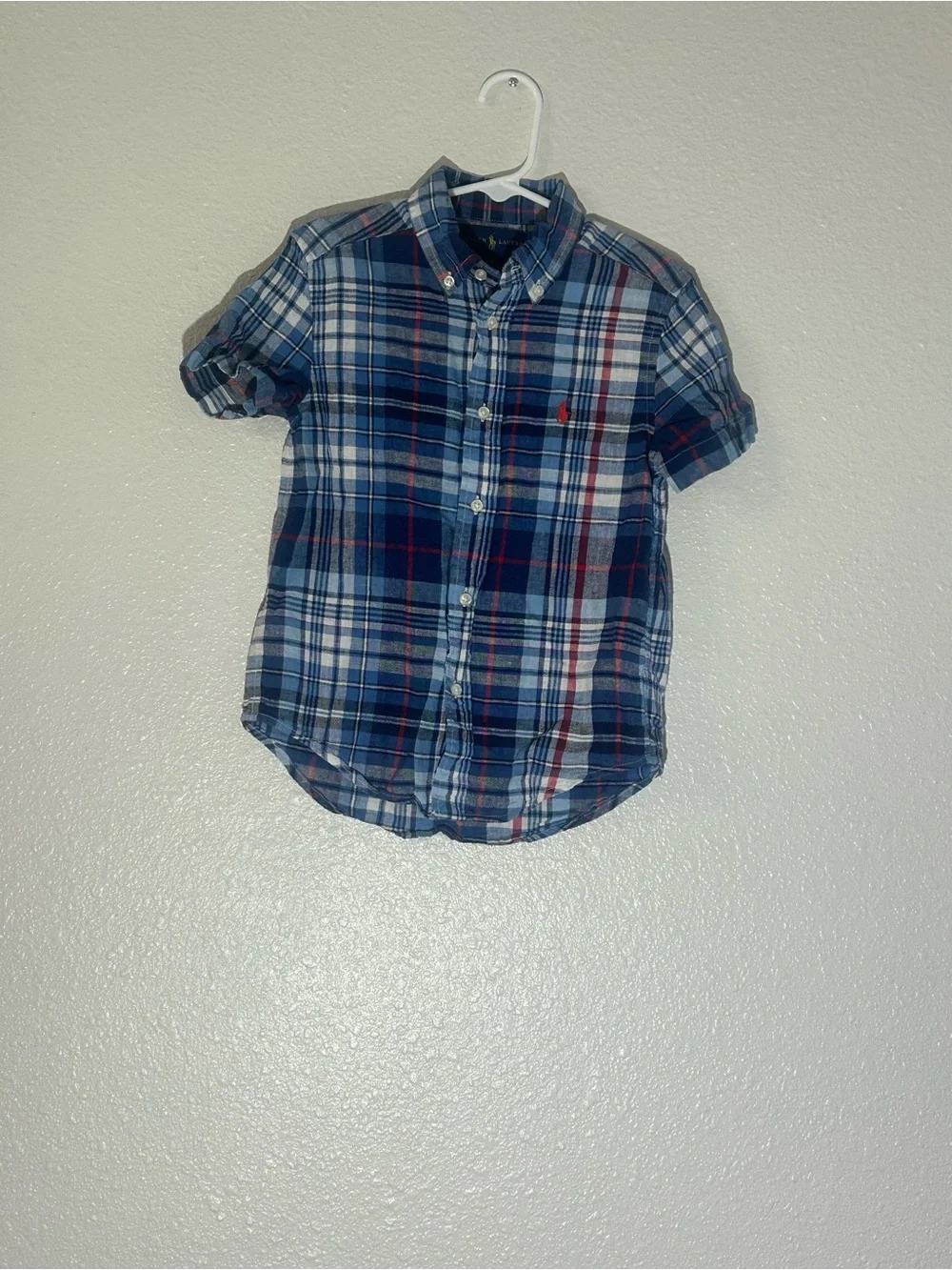 Boys Ralph Lauren Blue and Red Plaid Button-Down Shirt